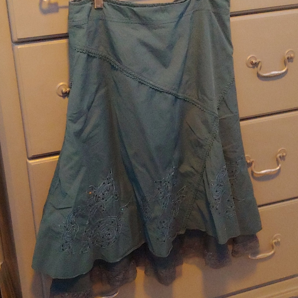 Tea length skirt.